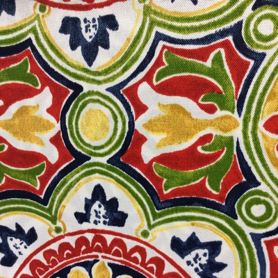 Lagoa Tile Garden in Outdoor Designer Fabric Red Polyester Fire Rated Fabric Floral Medallion  Fun Print Outdoor Ethnic and Global   Fabric