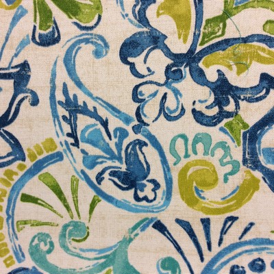 Malita Jewel in Outdoor Designer Fabric Blue Polyester Fire Rated Fabric Modern Floral Floral Outdoor   Fabric