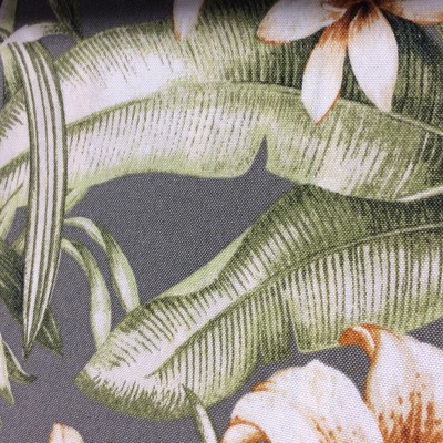 Naya Platinum in Outdoor Designer Fabric Grey Polyester Fire Rated Fabric Tropical  Floral Outdoor   Fabric