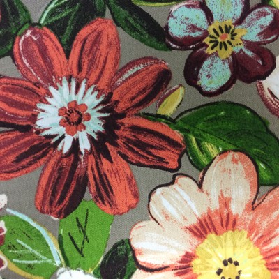 Robyn Carnation in Outdoor Designer Fabric Grey Polyester Fire Rated Fabric Big Flower  Floral Outdoor   Fabric