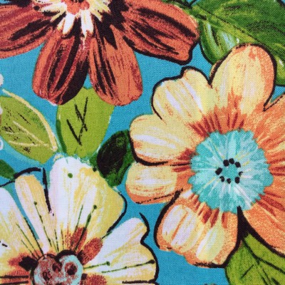 Robyn Passion Fruit in Outdoor Designer Fabric Blue Polyester Fire Rated Fabric Big Flower  Floral Outdoor   Fabric