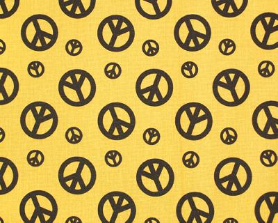 Premier Prints Peace Yellow Dance Chocolate in Premier Prints - Cotton Prints Yellow 7  Blend Groovy Retro   Fabric