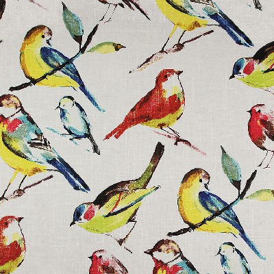 Richloom Birdwatcher Summer in Charleston Multi Linen  Blend Birds and Feather   Fabric