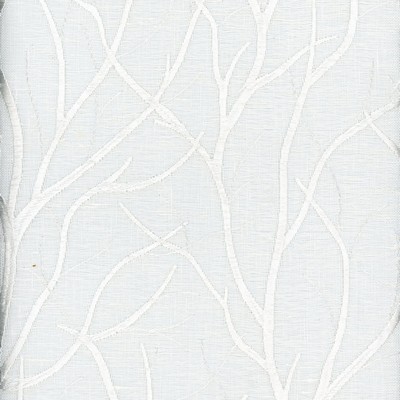 Heritage Fabrics Pinehurst White White Linen  Blend Floral Embroidery Leaves and Trees 