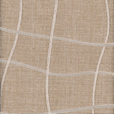 Heritage Fabrics Wyndam Flaxen Beige Multipurpose Polyester  Blend Fire Rated Fabric Check Squares Crewel and Embroidered 