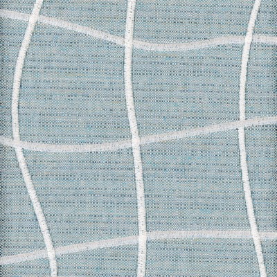 Heritage Fabrics Wyndam Surf Blue Multipurpose Polyester  Blend Fire Rated Fabric Check Squares Crewel and Embroidered 