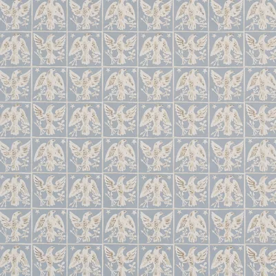 Schumacher Fabric Barton's Eagle Hand Print Blue