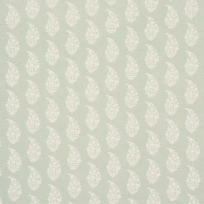 Schumacher Fabric Kaia Paisley Hand-Print Celadon
