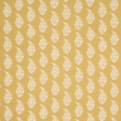 Schumacher Fabric Kaia Paisley Hand-Print Yellow
