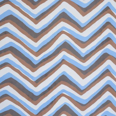 Schumacher Fabric Chevron Brown & Blue