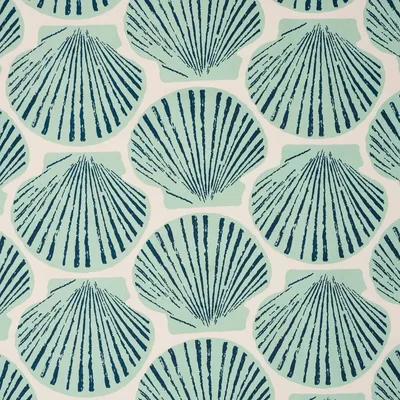 Schumacher Fabric Scallop Shell Aqua