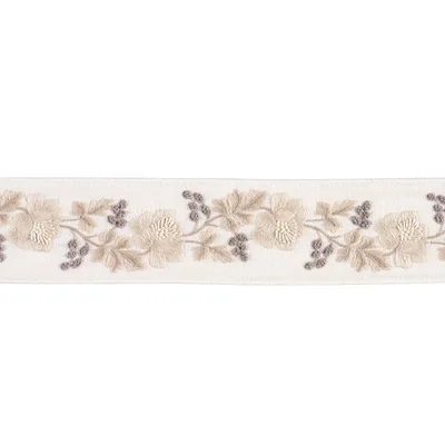 Schumacher Trim Elise Hand-Embroidered Tape Oyster