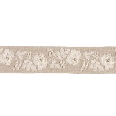 Schumacher Trim Elise Hand-Embroidered Tape Natural