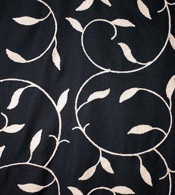 Aura Black in 2010 New Offerings Black Drapery Polyester  Blend Embroidered Faux Silk Leaves and Trees   Fabric