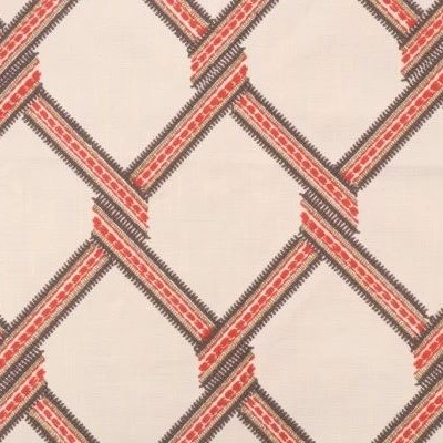 Valiant Cairo Spice Market New 2022 Orange Upholstery Polyester  Blend Crewel and Embroidered  Trellis Diamond  Fabric