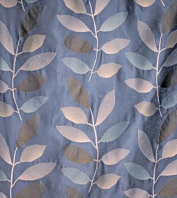 Valiant Emily Steel Blue 2010 New Offerings Blue Drapery 87%  Blend Floral Faux Silk  Leaves and Trees  Floral Embroidery Fabric