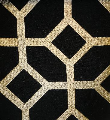 Temptation Black in Valiant Fabrics - Fall 2011 Hanging Samples Black Drapery Geometric  Faux Silk Print   Fabric