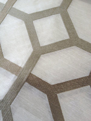 Temptation Vanilla in Valiant Fabrics - Fall 2011 Hanging Samples White Drapery Geometric  Faux Silk Print   Fabric