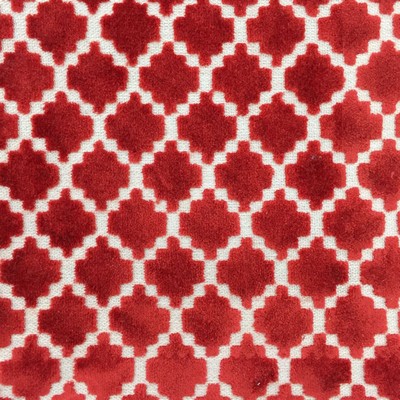 Central 02 Red Central Red Drapery-Upholstery Viscose  Blend Fire Rated Fabric Heavy Duty Patterned Velvet  Fabric