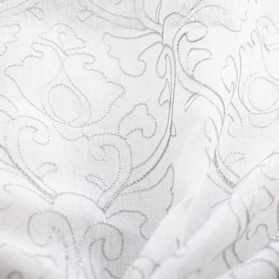 Mercury Gray Metal new2020 Grey Drapery Polyester Polyester Crewel and Embroidered  Vine and Flower  Embroidered Sheer  Floral Sheer  Fabric