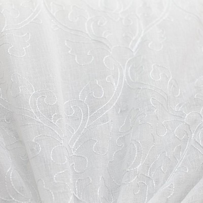 Mercury White Metal new2020 White Drapery Polyester Polyester Crewel and Embroidered  Vine and Flower  Embroidered Sheer  Floral Sheer  Fabric