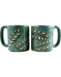 Sage Leaves Round Stoneware Mug by   