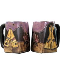 TeePee Camp Fire Square Stoneware Mug by   