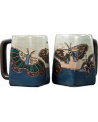 Butterflies Blue Square Stoneware Mug by   