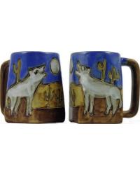 Howling Wolves Square Stoneware Mug by   