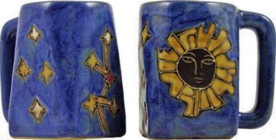 Mara Geo Sun Blue Square Stoneware Mug Mara Collection 511S9 Beige  Square Mugs Square Mugs 