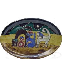 Cats 16in Oval Serving Platter by   