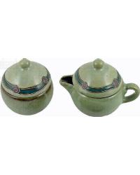 Creamer and Sugar - Antique Green by   