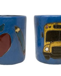 School Bus and Apple Round Mug by   
