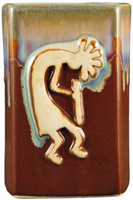 Mara Chocolate Square Kokopelli Mug Frank Howell Stoneware OKO-P5  Raised Relief Mugs Square Mugs 