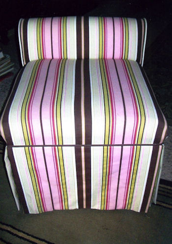 Short backed Parson's chair upholstered in stripe fabric