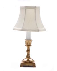 Antique Brass Square Candlestick Lamp-White by   