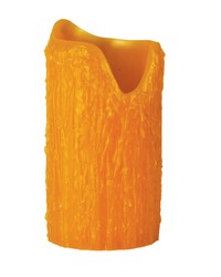 4in W X 8in H Poly Resin Honey Amber Uneven Top Candle Cover 101107 by   