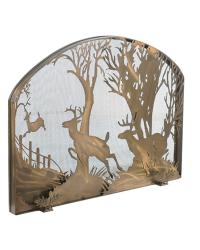 Deer On The Loose Arched Fireplace Screen 107759 by   