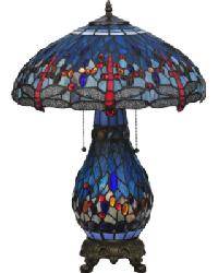 Tiffany Hanginghead Dragonfly Lighted Base Table Lamp 118840 by   
