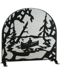 Canoe At Lake Arched Fireplace Screen 124963 by   