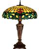 Meyda Tiffany Duffner and Kimberly Colonial Table Lamp Beige Burgundy Blue/Green Green