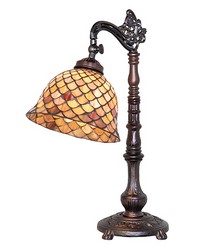 20in High Tiffany Fishscale Bridge Arm Table Lamp 244784 by   
