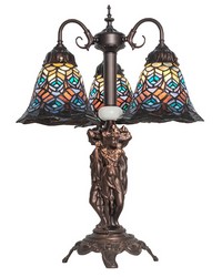 23in High Tiffany Peacock Feather 3 Light Table Lamp 245482 by   