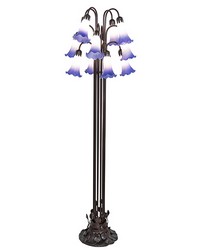 63in High Blue White Tiffany Pond Lily 12 Light Floor Lamp 251860 by   