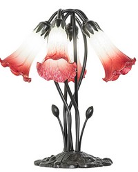 16in High Red Seafoam Tiffany Pond Lily 5 Light Table Lamp 262214 by   