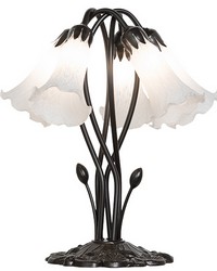 16in High White Tiffany Pond Lily 5 Light Table Lamp 262220 by   