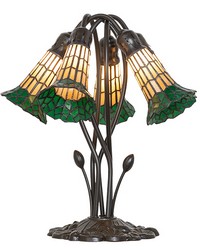 16in High Stained Glass Pond Lily 5 Light Table Lamp 262228 by  Maxwell Fabrics 