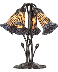 16in High Stained Glass Pond Lily 5 Light Table Lamp 262229 by  Maxwell Fabrics 