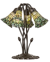 16in High Stained Glass Pond Lily 5 Light Table Lamp 262230 by  Maxwell Fabrics 