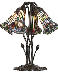 16in High Stained Glass Pond Lily 5 Light Table Lamp 262234 by   